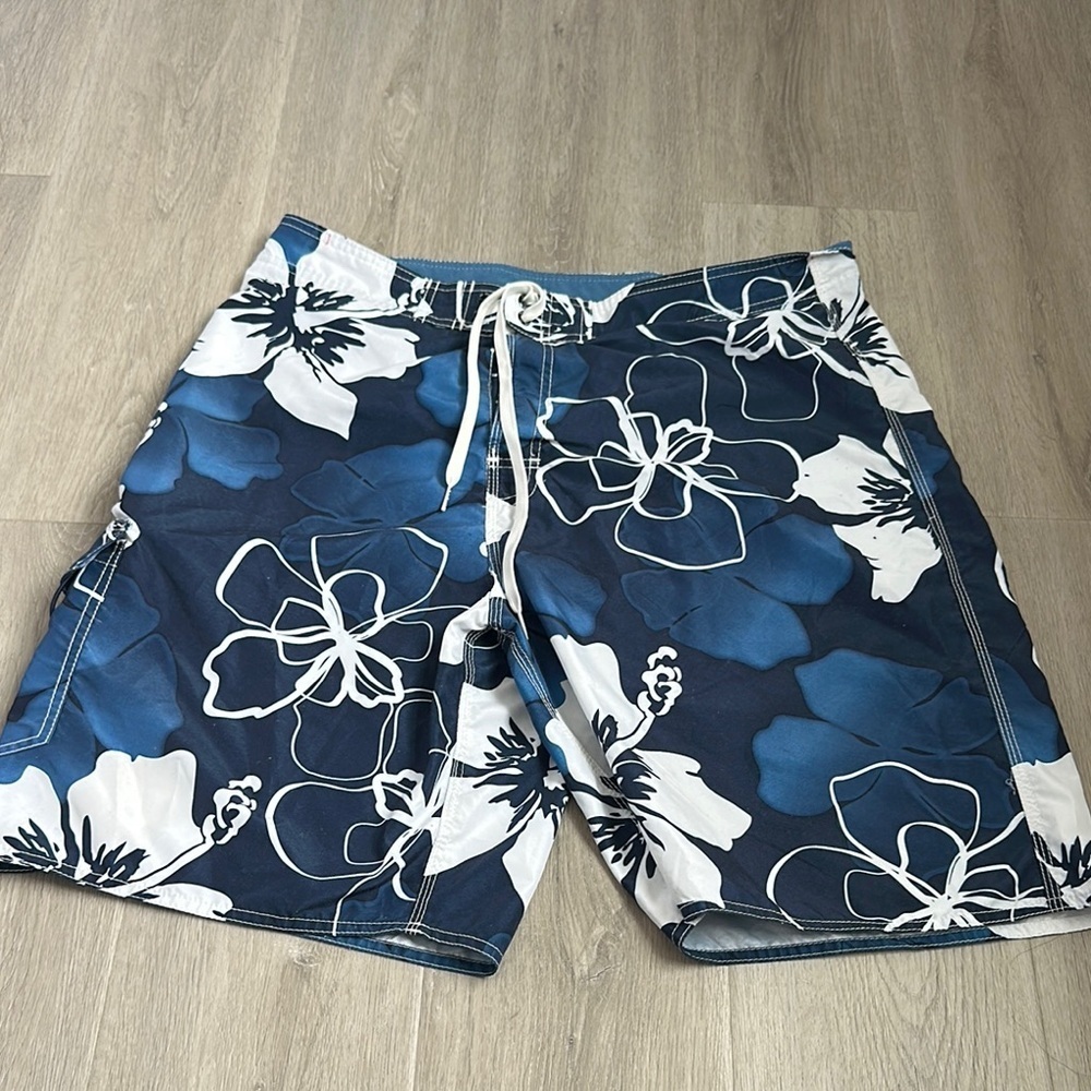 Men's No Bad Days Blue Floral Swim Shorts